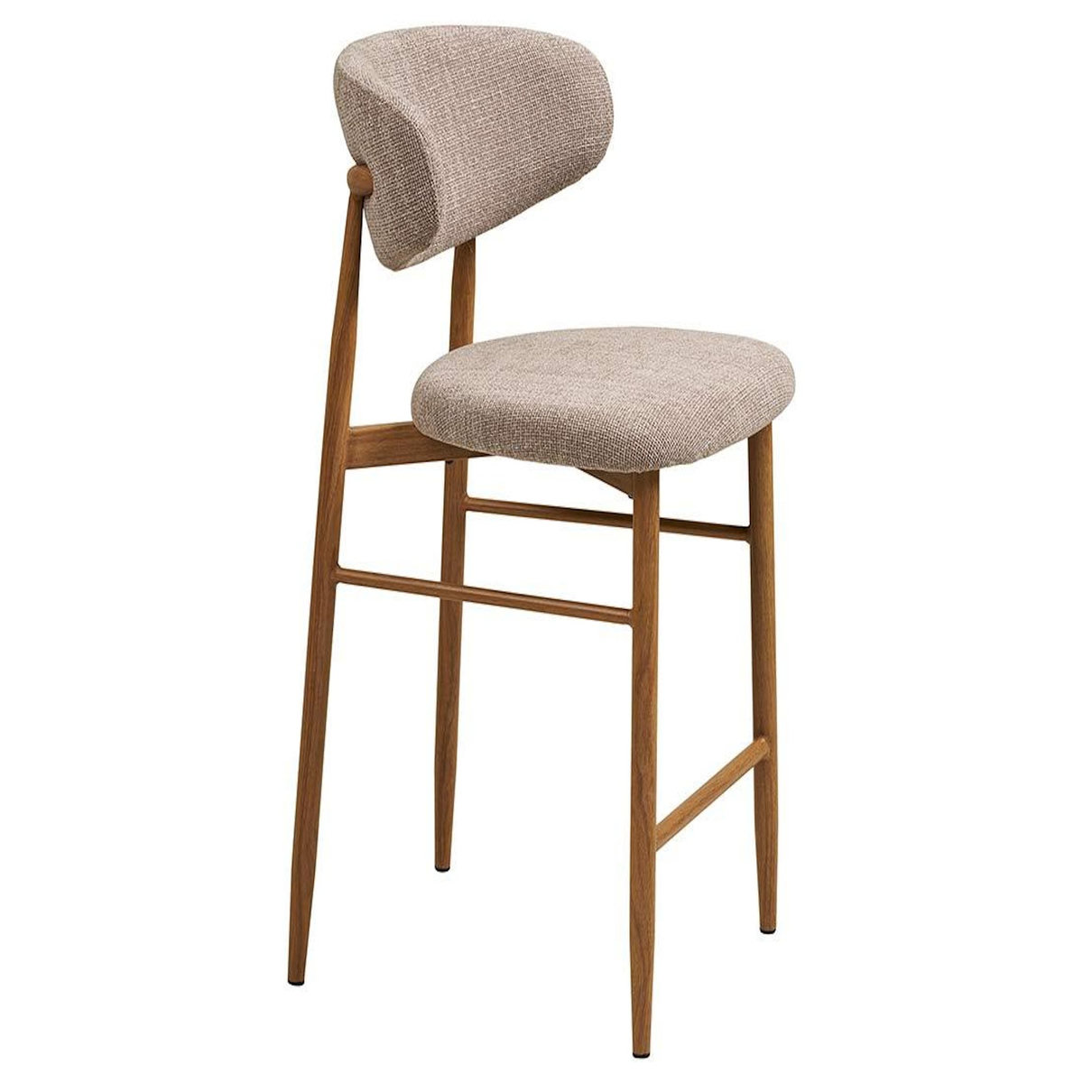 LISA DESIGN Eddie - lot de 2 tabourets en tissu texturé - pieds en acier effet bois