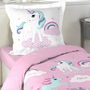 Voir la diapositive 2 : Douceur d'Intérieur Housse de couette 140x200 Licorne + 1 taie coton