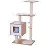Voir la diapositive 1 : PAWHUT Arbre à chats design contemporain griffoirs grattoirs sisal naturel centre d'activités niche plate-formes jeu boules suspendues 71L x 49l x 120H cm MDF hêtre clair