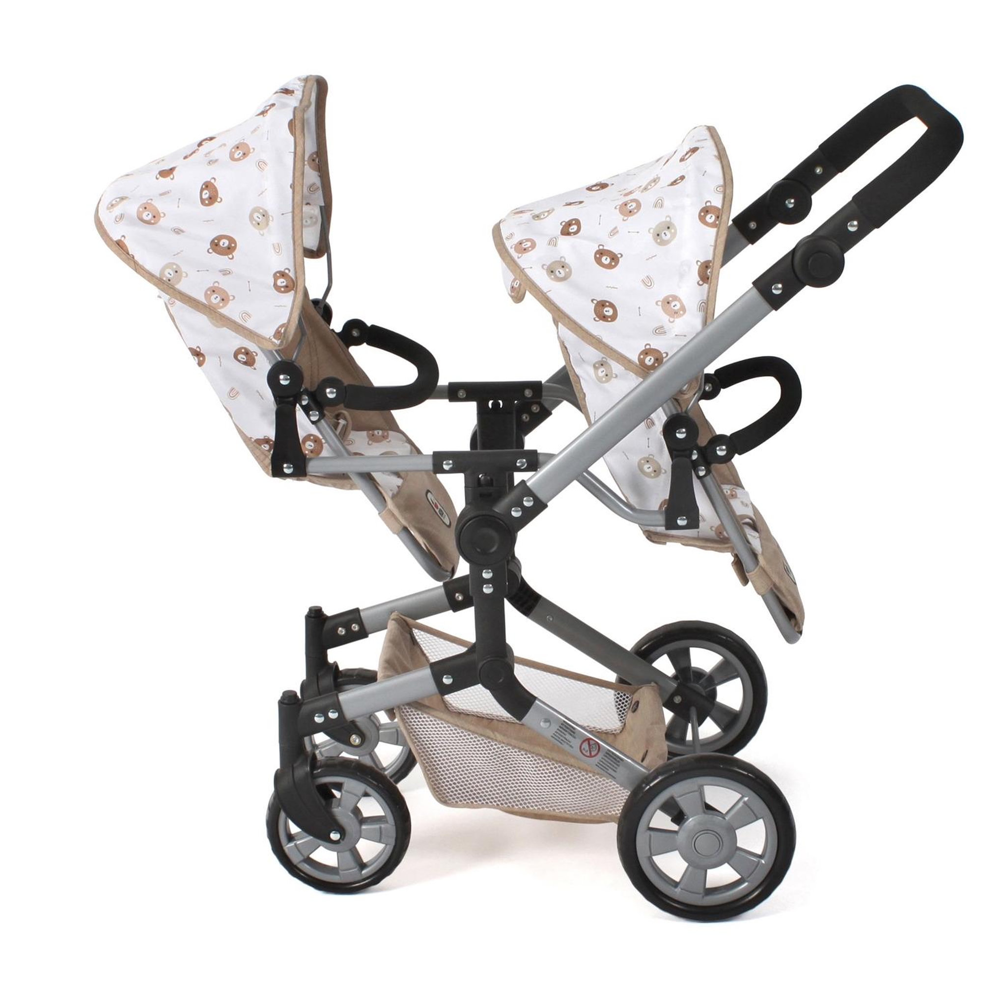 Voir la diapositive 6 : BAYER CHIC 2000 Poussette de poupée Linus Duo Beige avec oursons