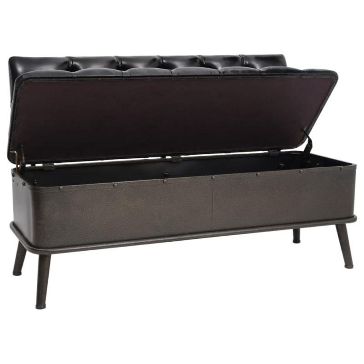 VIDAXL Banc de rangement avec dossier 110 cm Noir Similicuir
