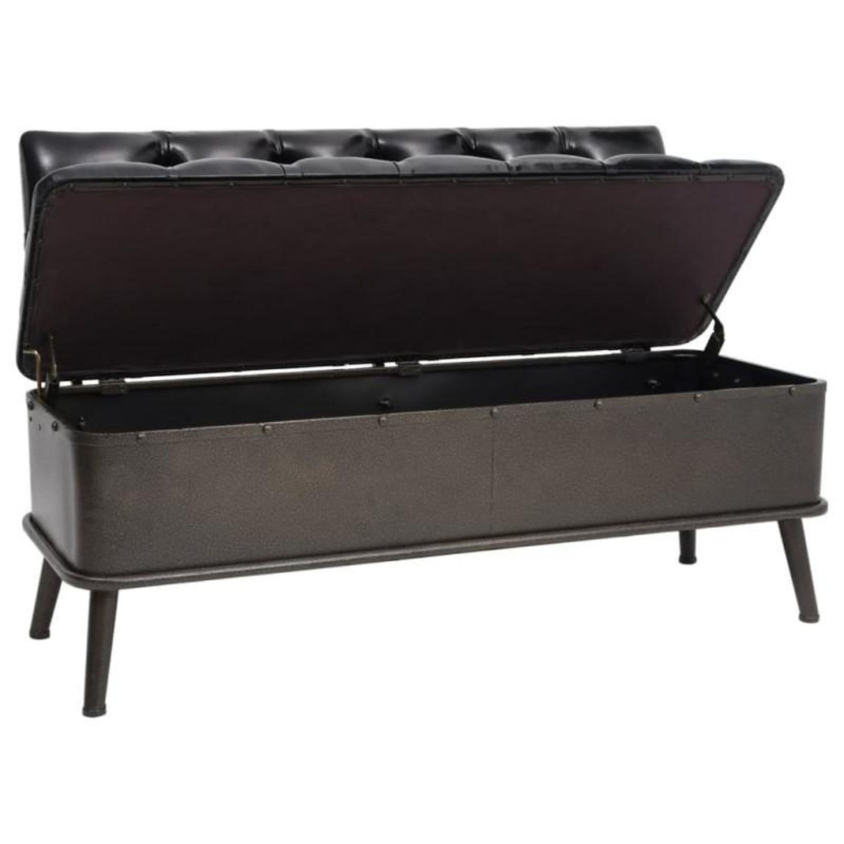 VIDAXL Banc de rangement avec dossier 110 cm Noir Similicuir