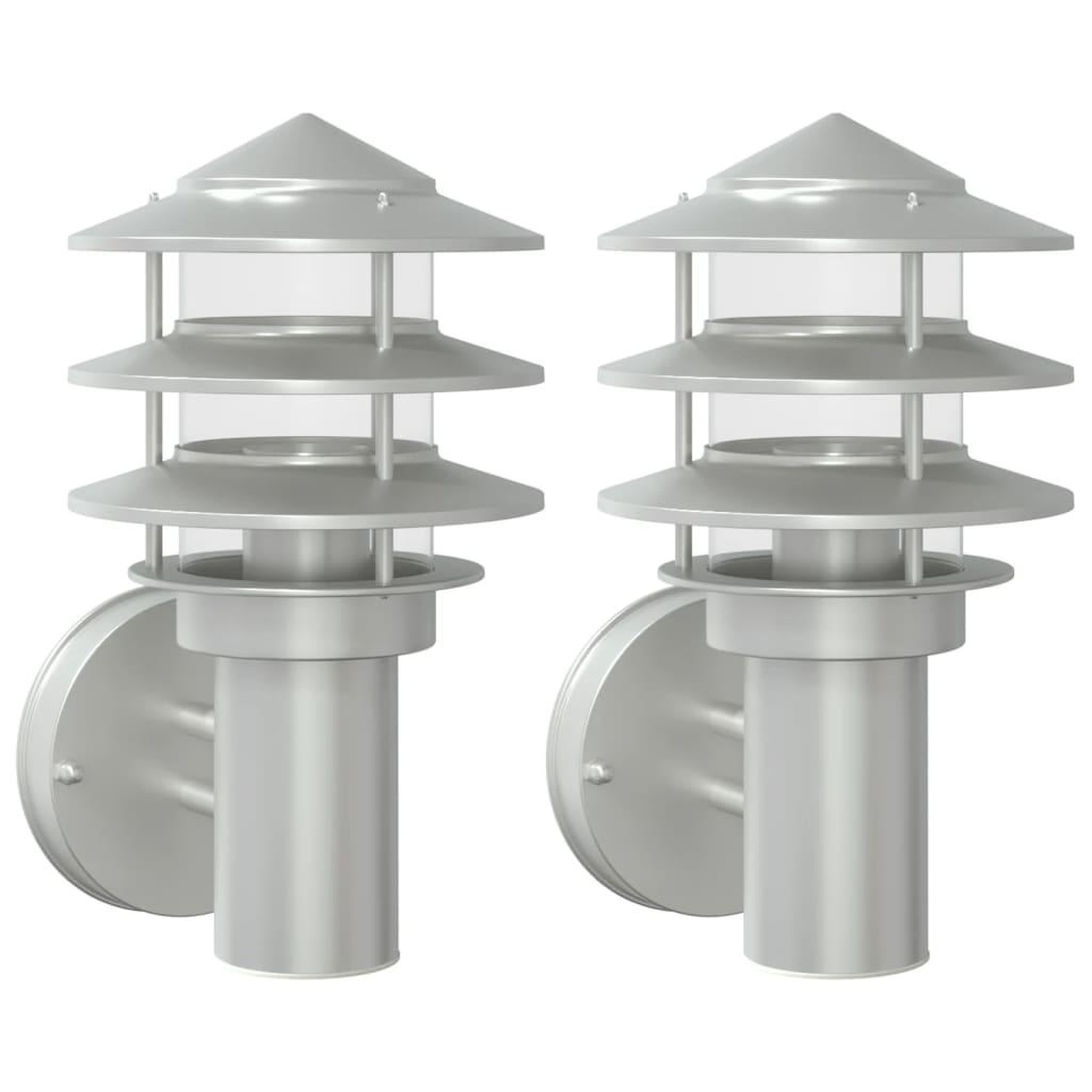 Voir la diapositive 2 : VIDAXL Appliques murales d'exterieur 2pcs argente acier inoxydable