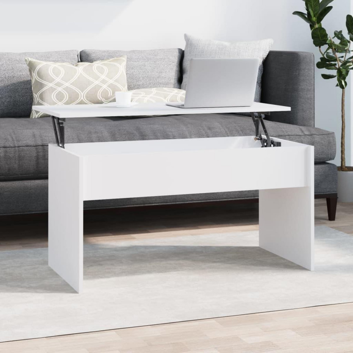 VIDAXL Table basse Blanc 102x50,5x52,5 cm Bois d'ingenierie