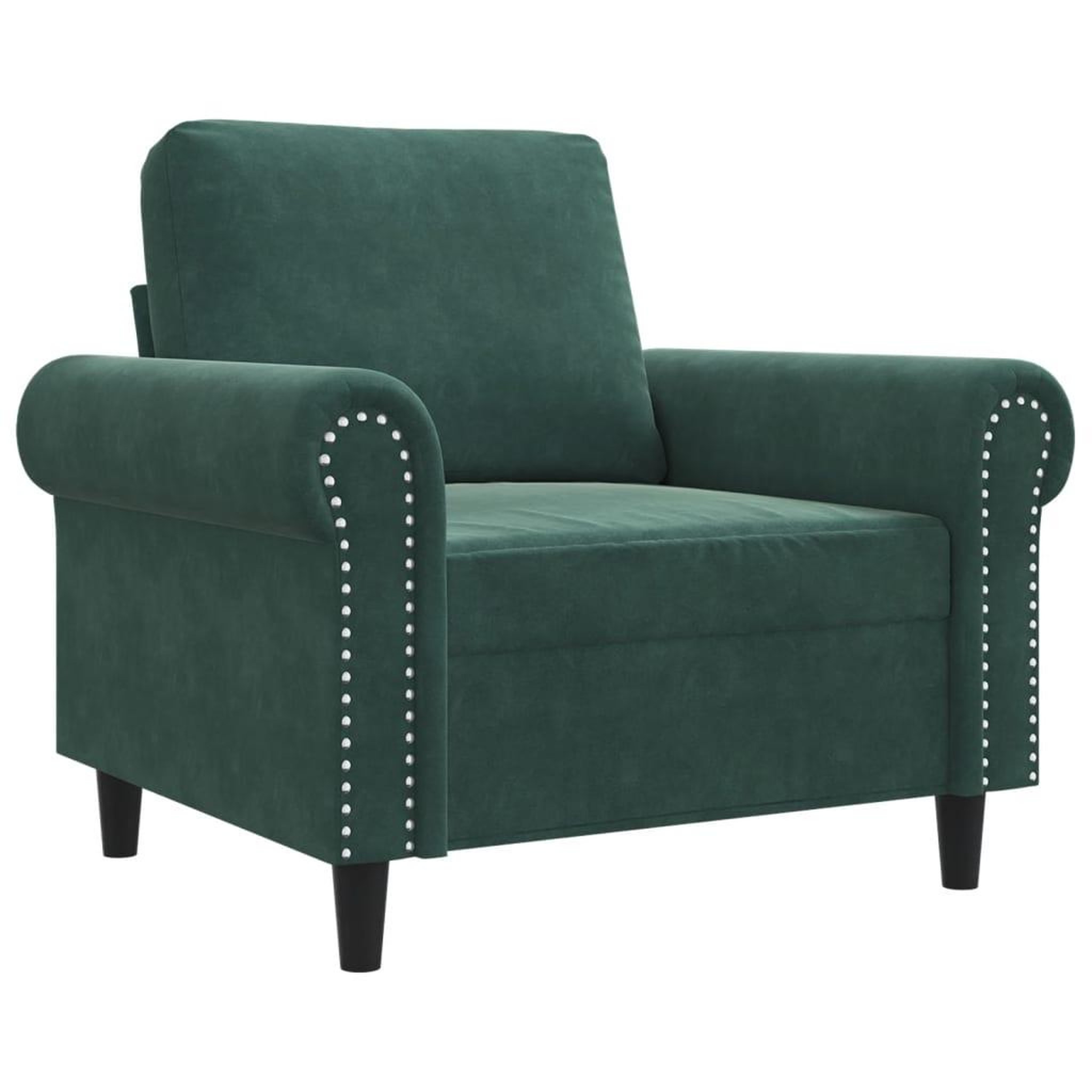 Voir la diapositive 2 : VIDAXL Fauteuil Vert fonce 60 cm Velours