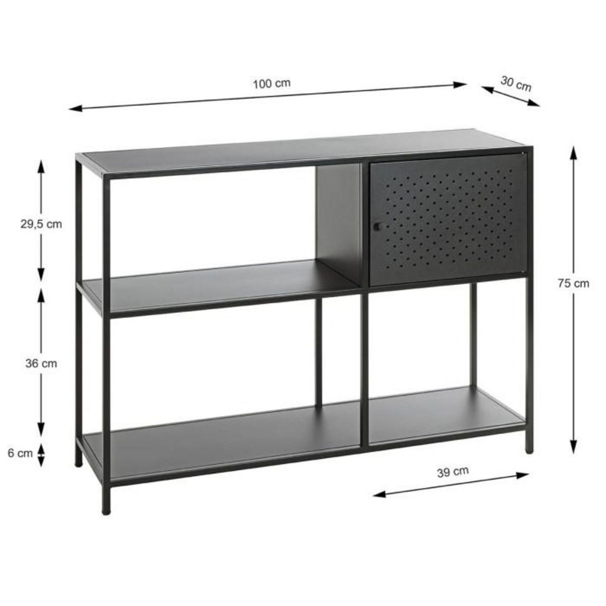 Paris Prix Buffet 3 Niveaux 1 Casier  Nelia II  100cm Noir