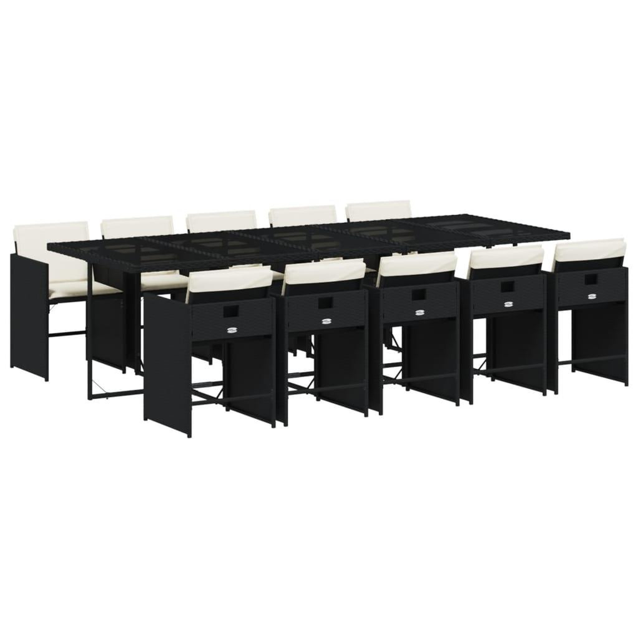 Voir la diapositive 2 : VIDAXL Ensemble a manger de jardin 11 pcs coussins noir resine tressee