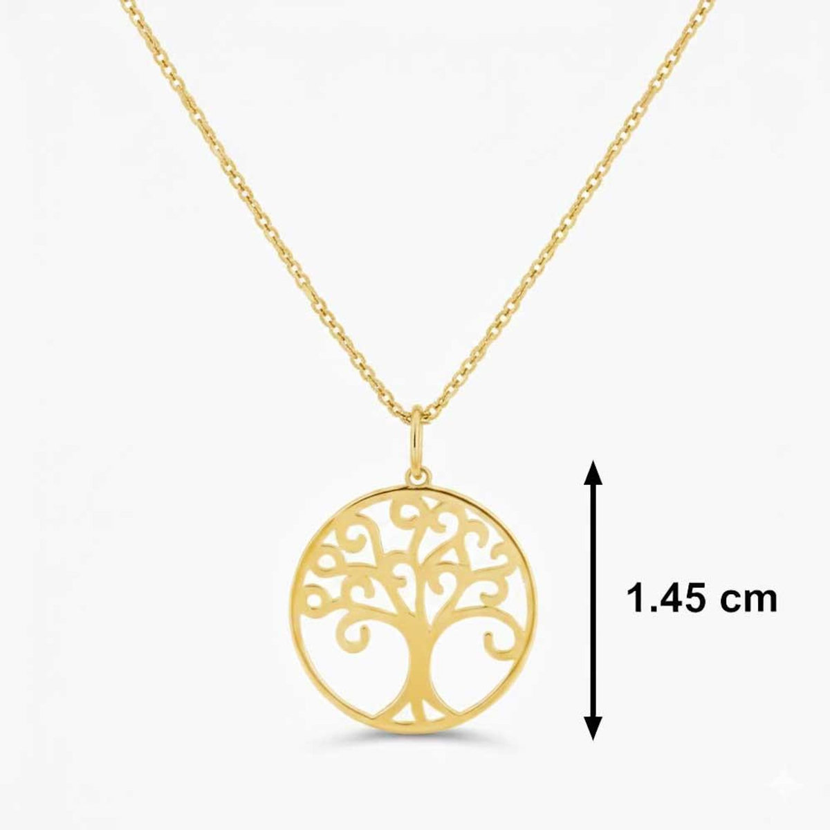 L'ATELIER D'AZUR Pendentif Or Jaune Arbre de Vie - Chaine Dorée Offerte - Femme