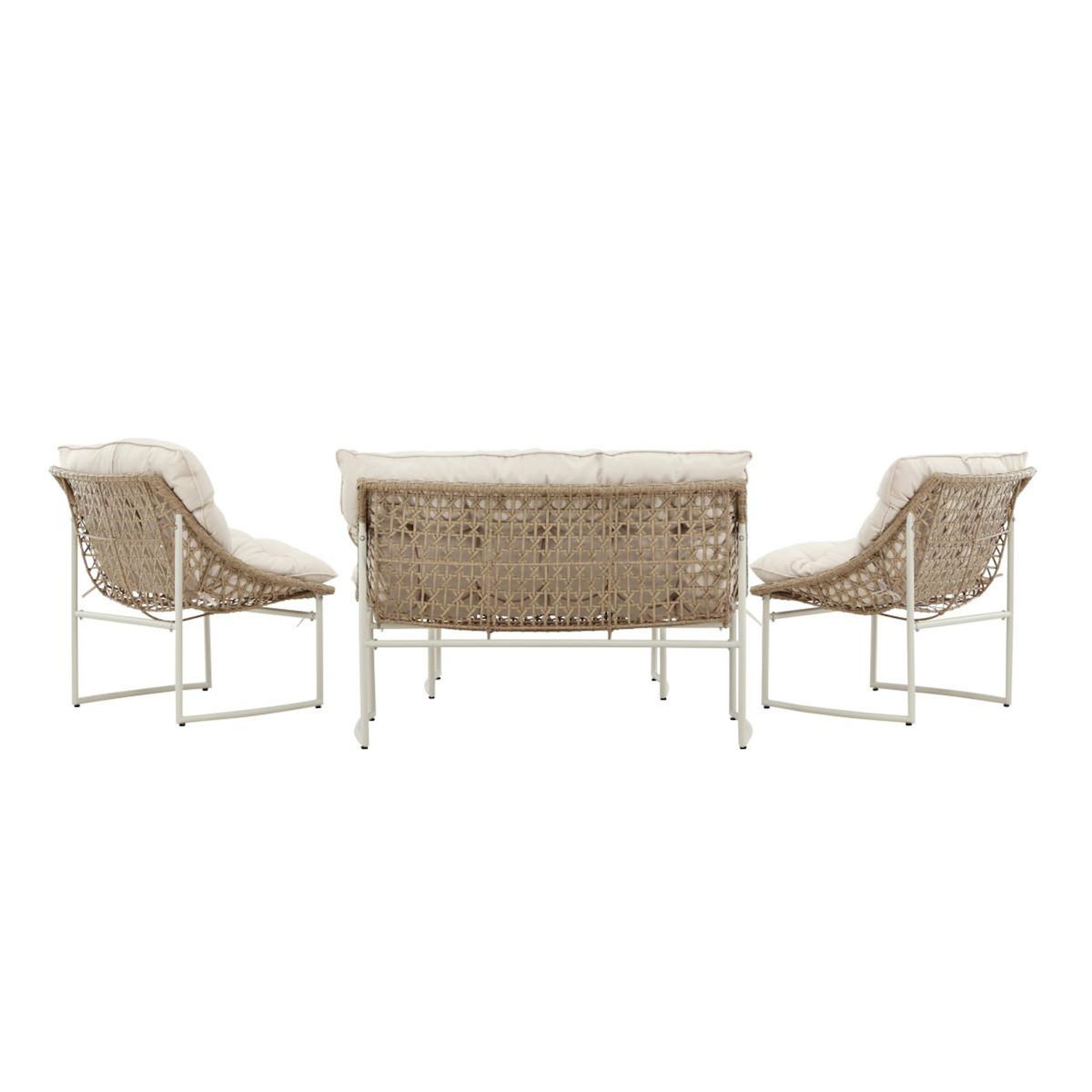 Paris Prix Salon de Jardin en Rotin 4 Places  Tina  118cm Beige