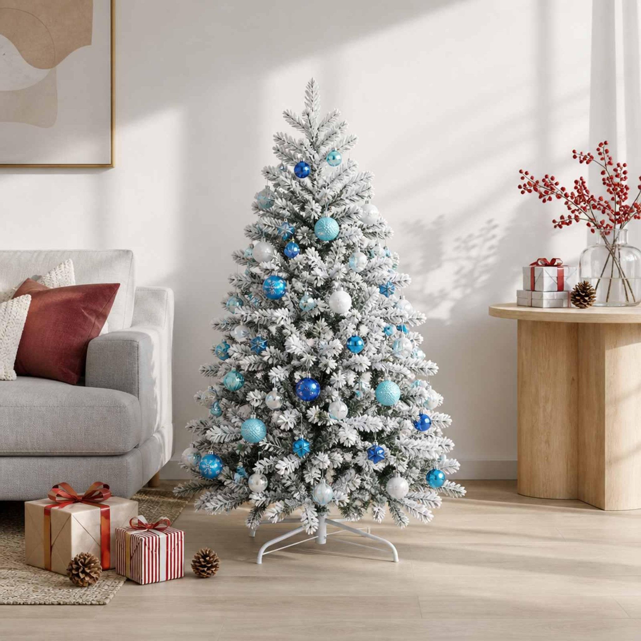 Voir la diapositive 2 : VIDAXL Ensemble de boules de Noël 88 pc Turquoise, bleu fonce et blanc