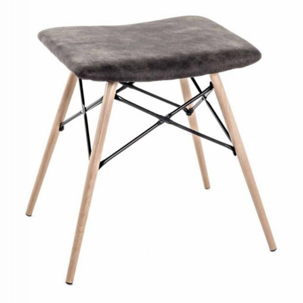 Paris Prix Tabouret Design en Bois  Lexie  48cm Gris