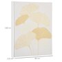 Voir la diapositive 5 : HOMCOM Tableau imprimé et peint feuilles ginkgo biloba - dim. 100L x 80l cm - décoration murale - toile 100% polyester structure bois de pin encre dorée blanc