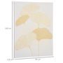 Voir la diapositive 5 : HOMCOM Tableau imprimé et peint feuilles ginkgo biloba - dim. 100L x 80l cm - décoration murale - toile 100% polyester structure bois de pin encre dorée blanc