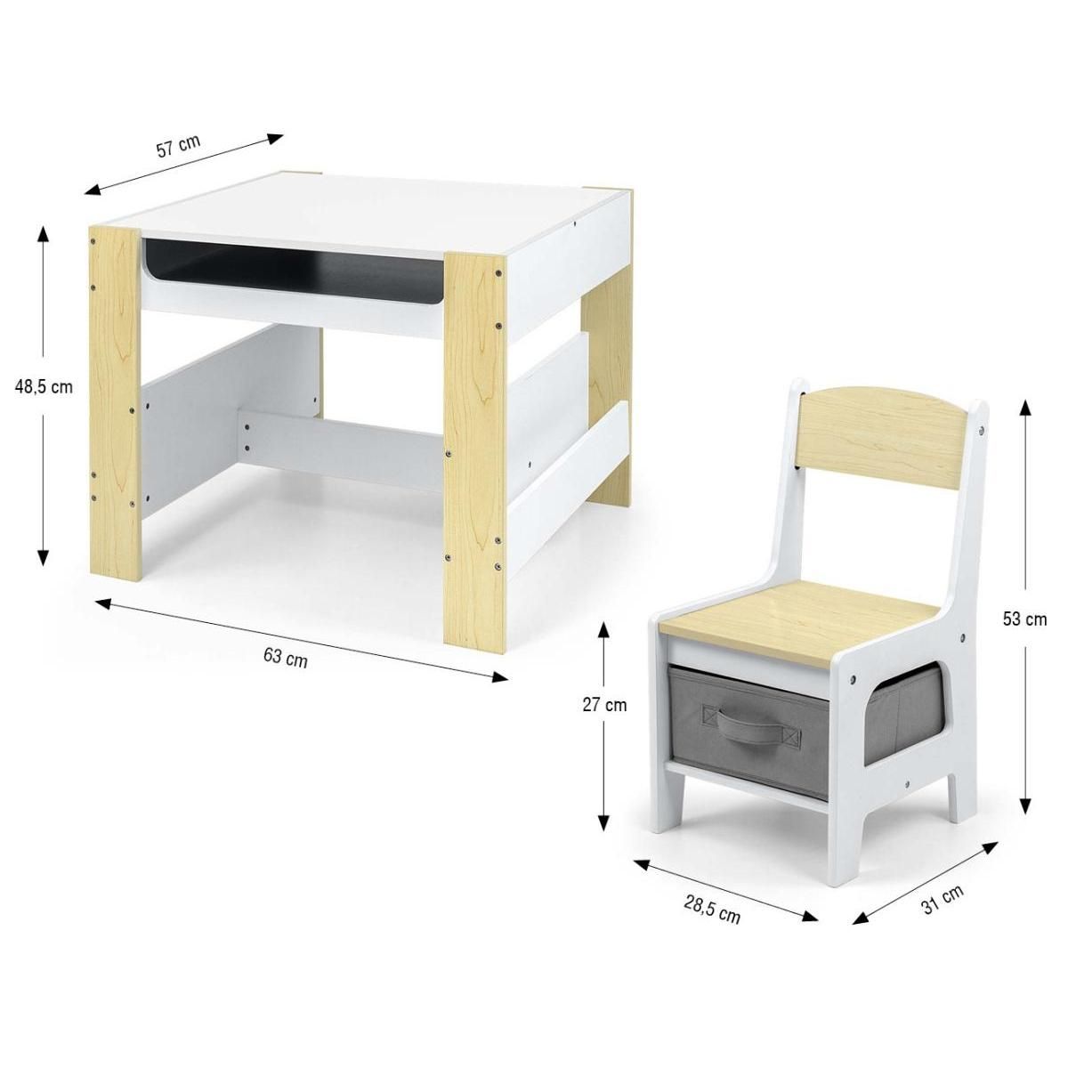 MILLY MALLY Table et Deux Chaises Sven en Bois Naturel pour Enfants