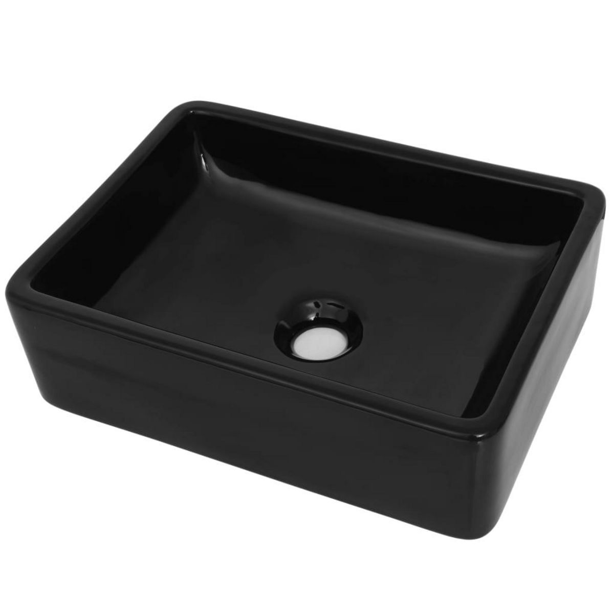 VIDAXL Lavabo Ceramique Rectangulaire Noir 41 x 30 x 12 cm