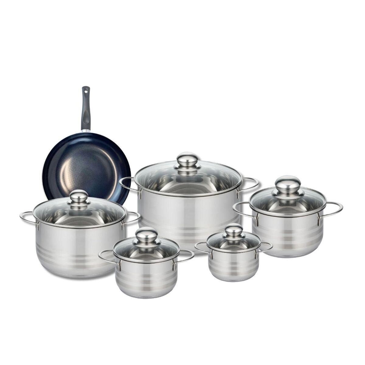 ELO Ensemble de 1 Poêle de cuisson 20 cm et 5 faitouts 12, 14, 16, 20 et 24 cm Elo Prima Brillant