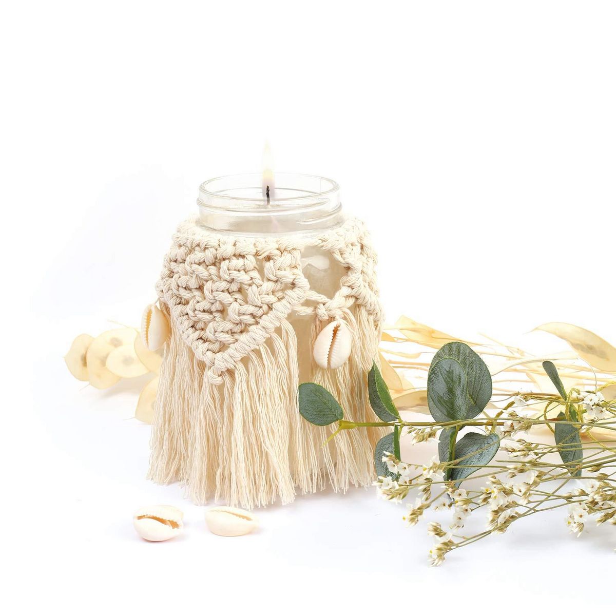 Graine créative Bougie bohème en macramé à faire soi-même