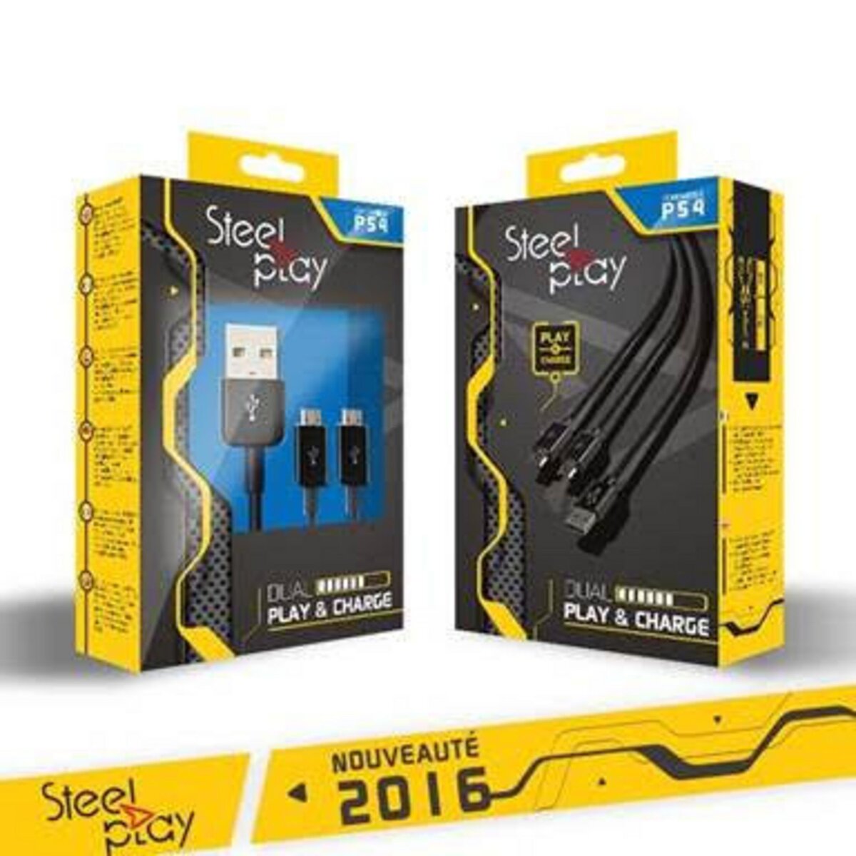 STEELPLAY Cable manette double charge et jeu PS4