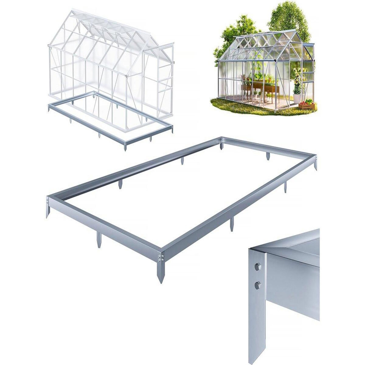 Habitat et Jardin Embase en aluminium pour serre jardin  Basilic  - 8,17 m² - Gris