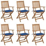 VIDAXL Chaises pliables de jardin lot de 6 avec coussins Bois d'acacia