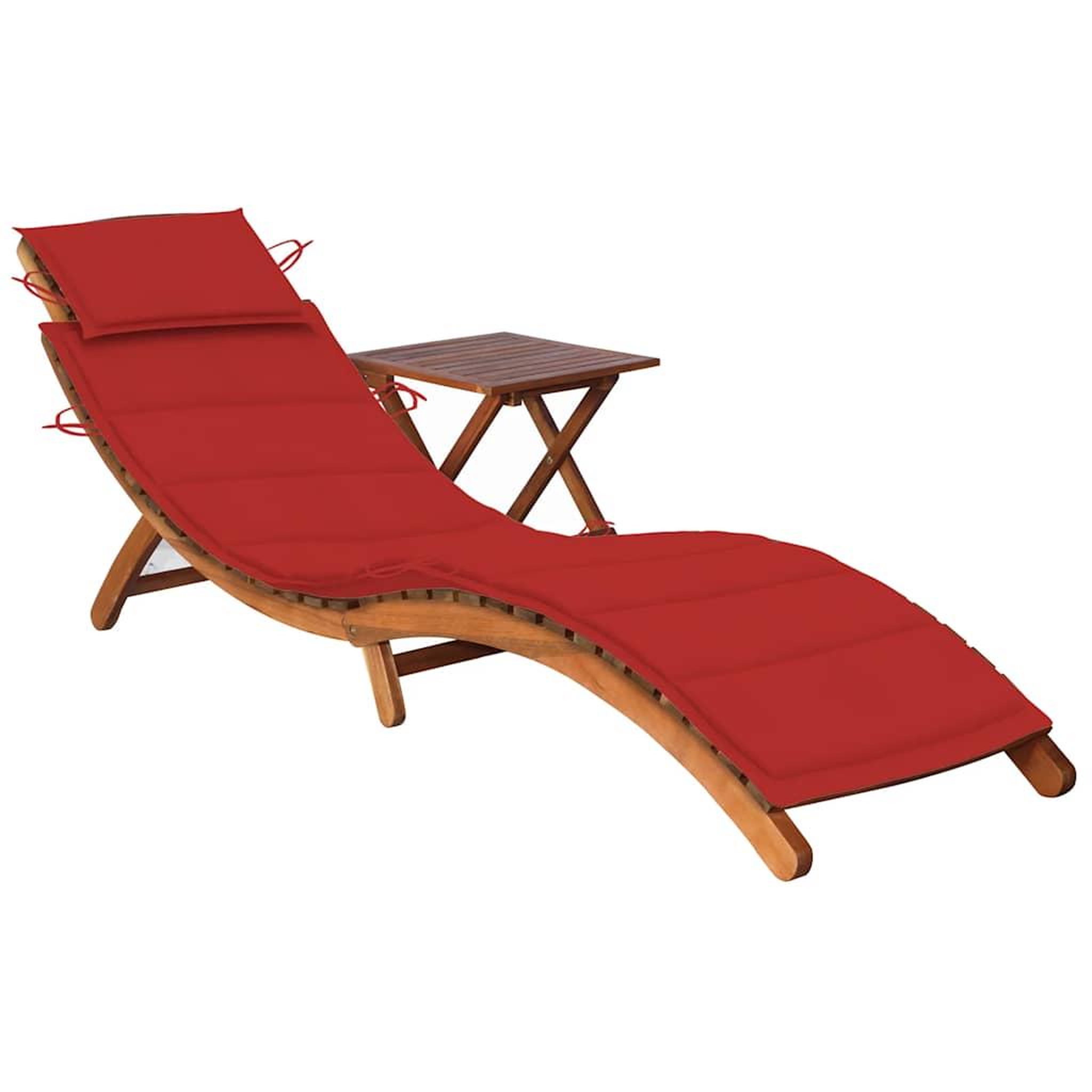 VIDAXL Chaise longue de jardin avec table et coussin Bois d'acacia