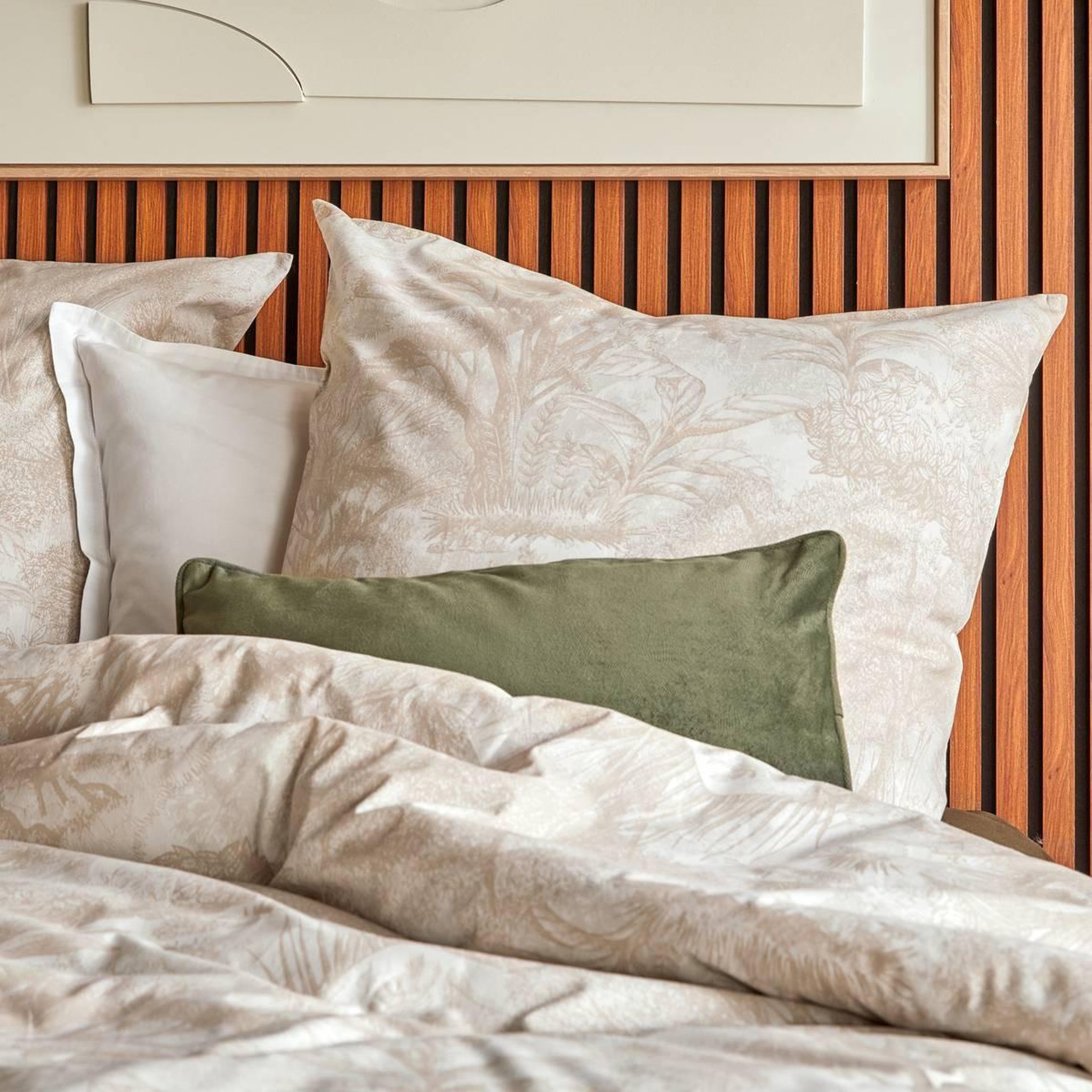 Voir la diapositive 4 : ATMOSPHERA Parure de lit 3 pièces  jouy  240x220cm beige lin