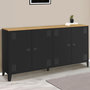 Voir la diapositive 2 : ID MARKET Buffet 160cm ESTER 4 portes en métal noir plateau bois design industriel