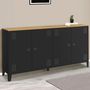 Voir la diapositive 2 : ID MARKET Buffet 160cm ESTER 4 portes en métal noir plateau bois design industriel