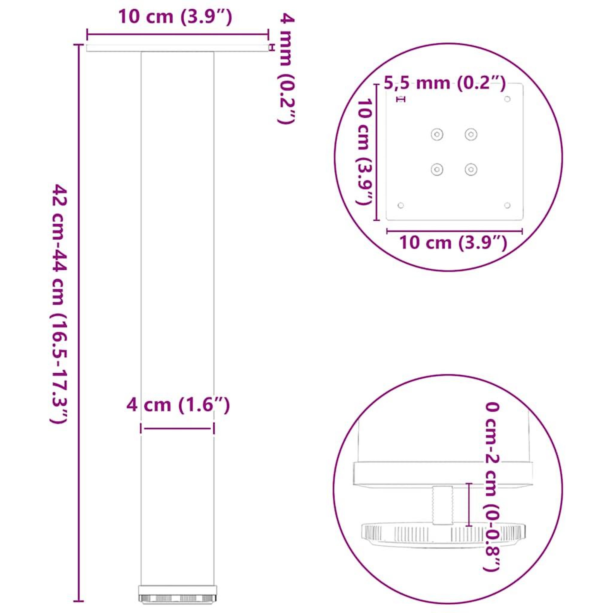 Voir la diapositive 6 : VIDAXL Pieds de table basse 4 pcs noir 42-44 cm acier