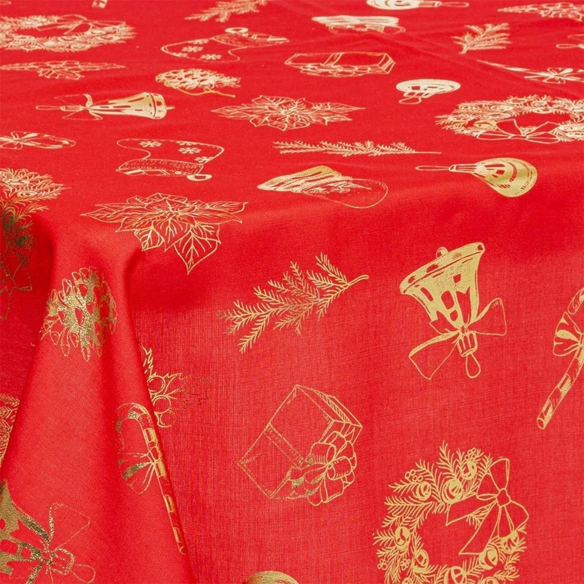 ATMOSPHERA Nappe rectangulaire 140x240 cm rouge imprimé or