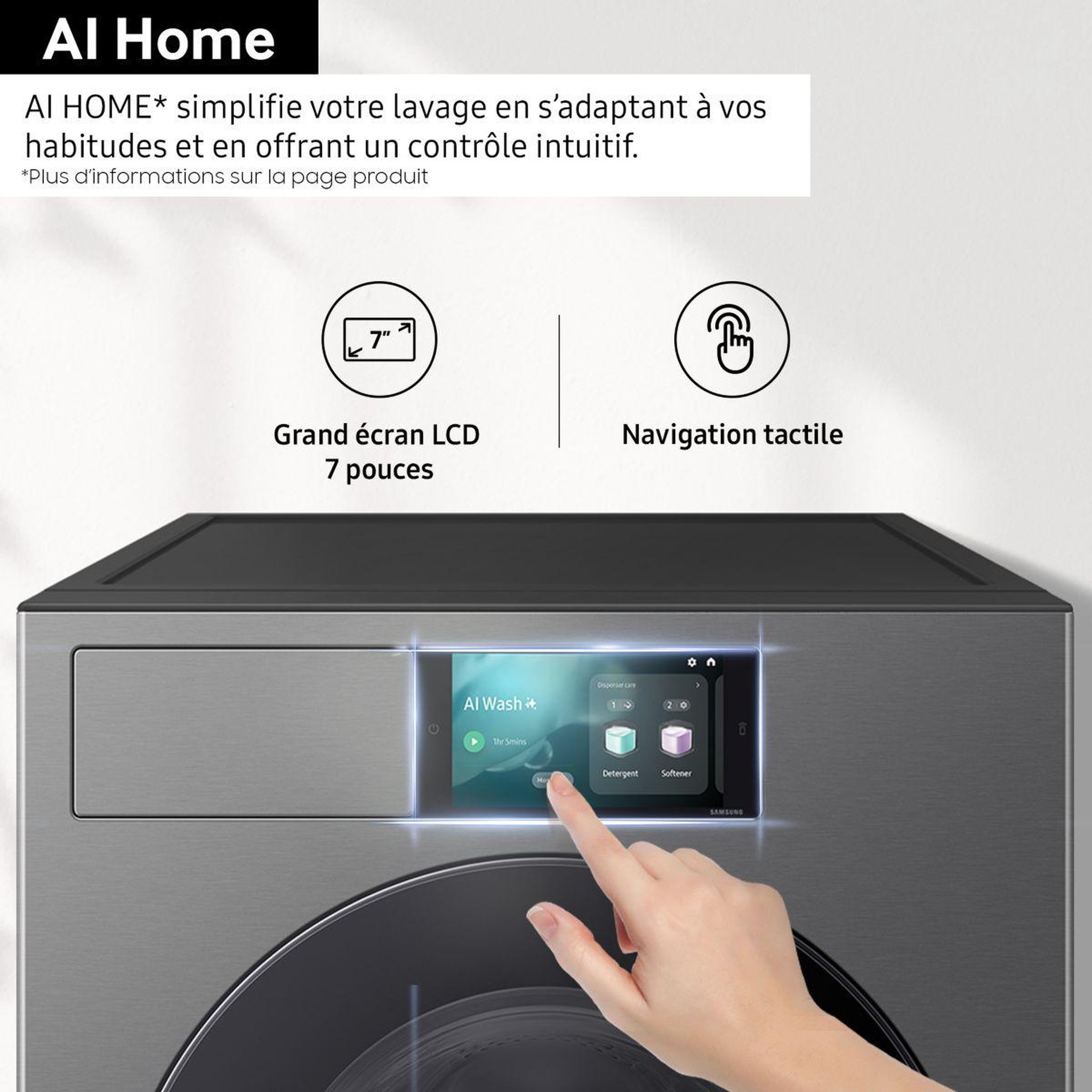 Voir la diapositive 4 : Samsung Lave linge hublot wf90f09c4s bespoke ai