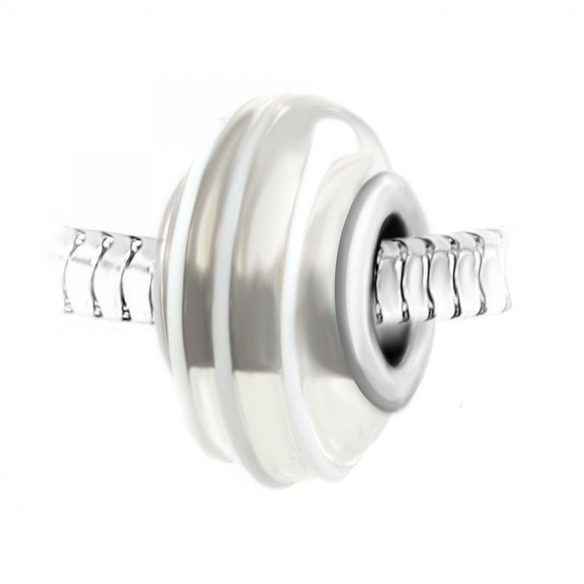SC CRYSTAL Charm perle spirale verre blanc décoré main et acier par SC Crystal