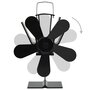 Voir la diapositive 4 : VIDAXL Ventilateur de poele alimente par chaleur 5 pales Noir