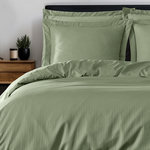 Sensei Maison Housse de couette rayée réversible satin de coton VERSALUXE. Coloris disponibles : Gris, Blanc, Orange