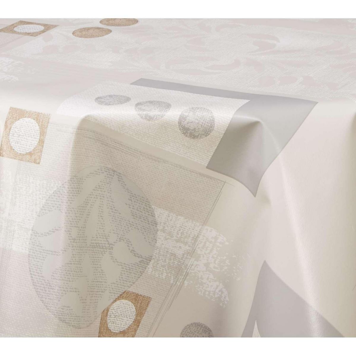 HABITABLE Nappe en toile cirée ronde Alma - Diam. 150 cm - Ecru