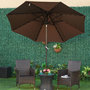 Voir la diapositive 2 : OUTSUNNY Parasol lumineux octogonal inclinable Ø 2,67 x 2,4H m parasol LED solaire métal polyester haute densité 180 g/m² chocolat