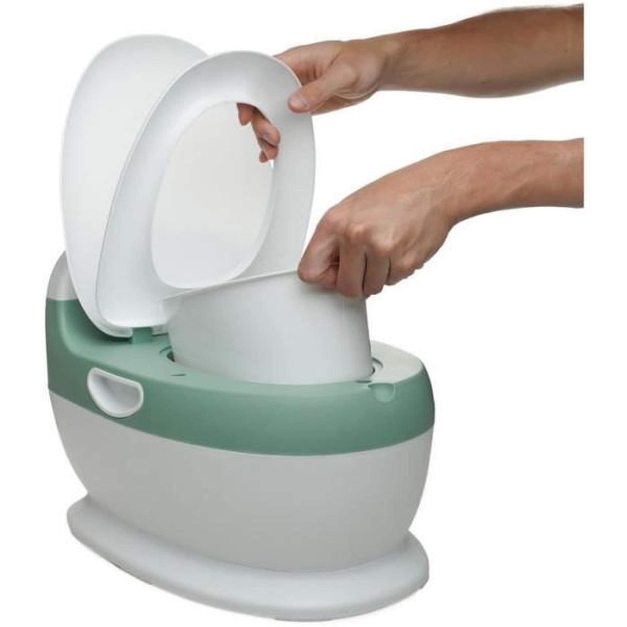 Voir la diapositive 4 : THERMOBABY Mini toilette - THERMOBABY - Vert Sauge - Confortable avec bruit de chasse d'eau