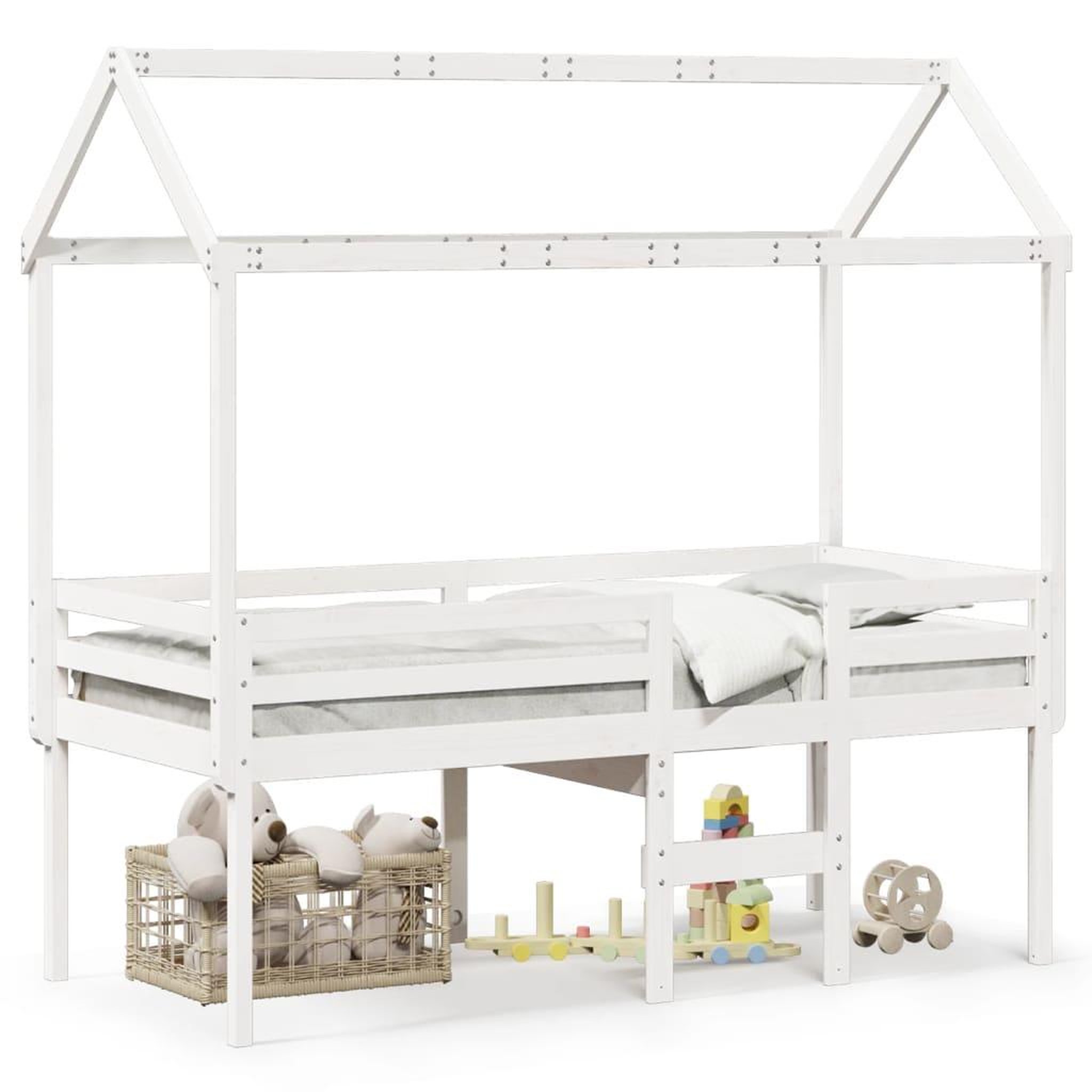 Voir la diapositive 2 : VIDAXL Lit haut sans matelas blanc 90x200 cm bois de pin massif