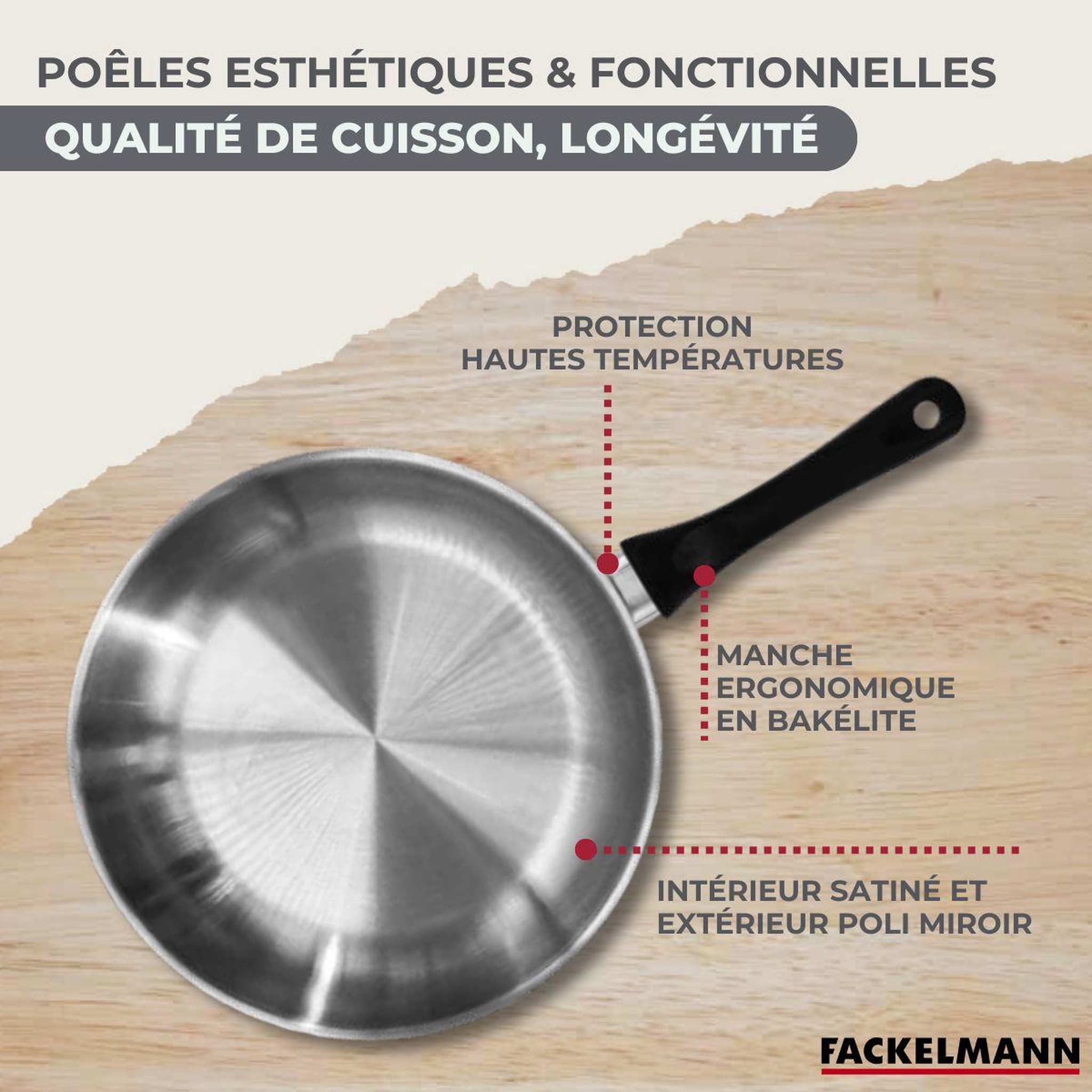 Voir la diapositive 6 : Fackelmann Batterie de cuisine avec 3 faitouts 16/20/24 cm et 3 casseroles 12/16/20 cm avec 5 ustensiles de cuisine fackelmann généva brillant vario