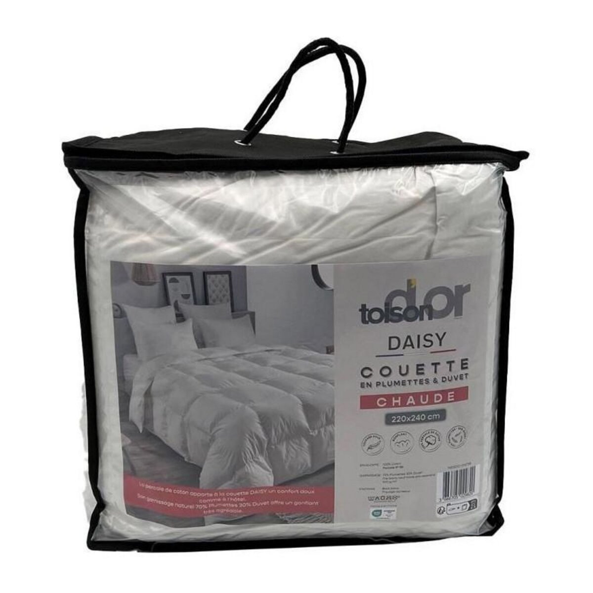 Toison d'or TOISON D'OR - Couette Daisy chaude (300g/m²)- 240x260cm - Plumette et duvet - 2 personnes - Blanc