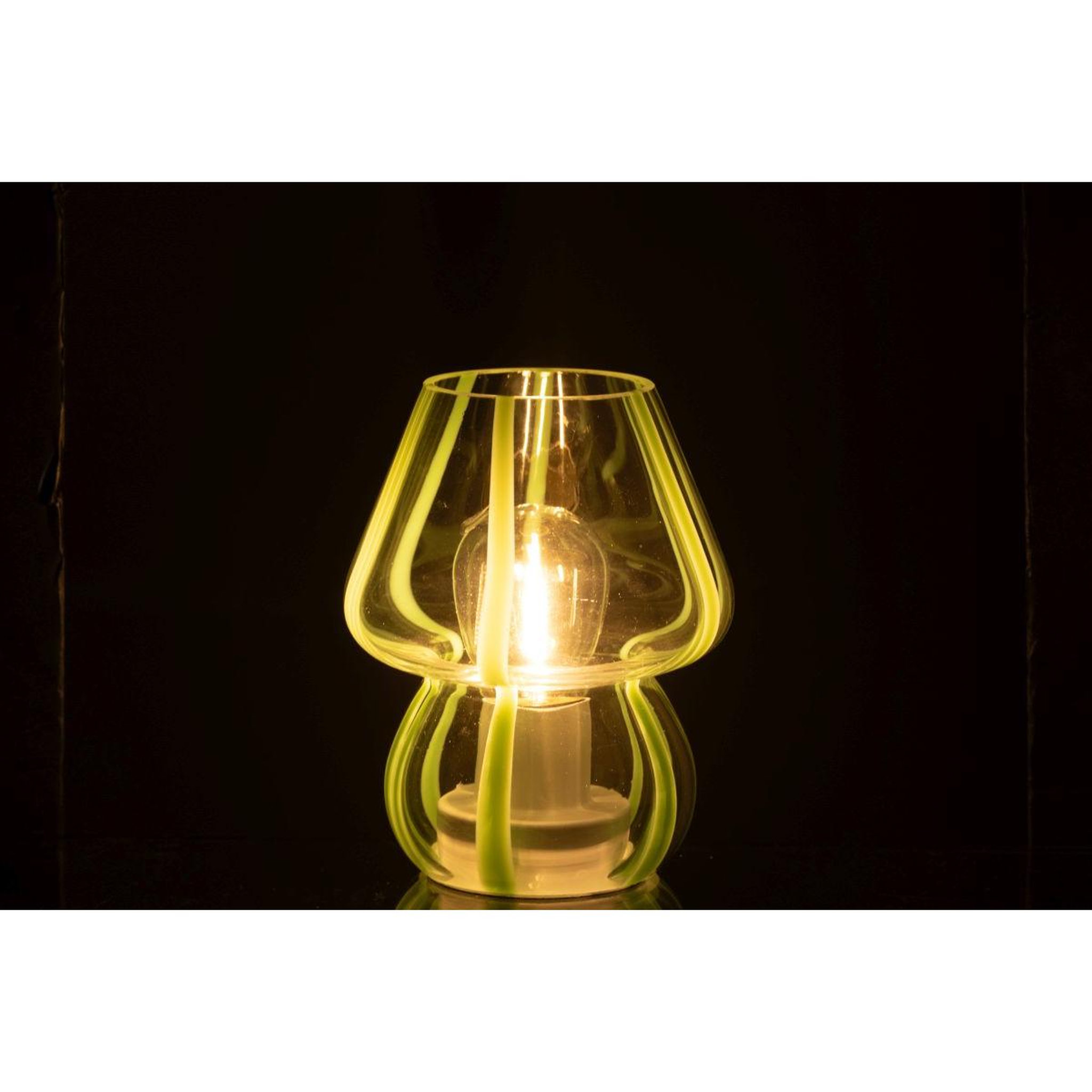 Voir la diapositive 3 : J-LINE Lampe à poser rayures en verre  ophelie  15cm vert
