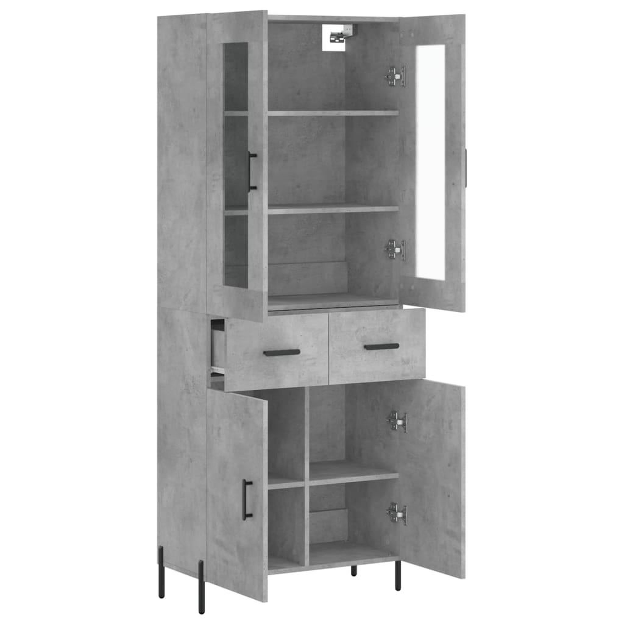Voir la diapositive 4 : VIDAXL Buffet haut Gris beton 69,5x34x180 cm Bois d'ingenierie