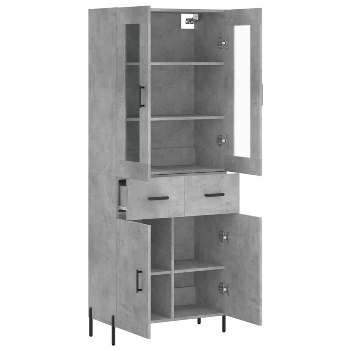 VIDAXL Buffet haut Gris beton 69,5x34x180 cm Bois d'ingenierie