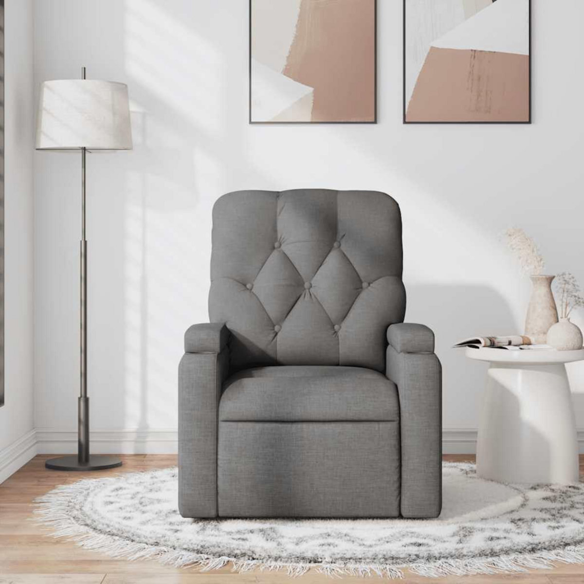 VIDAXL Fauteuil de massage inclinable Gris fonce Tissu