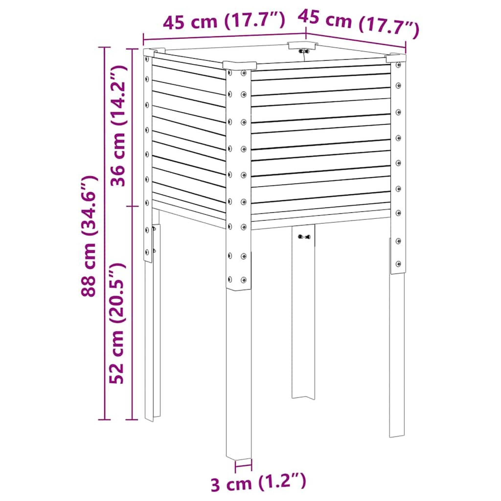 Voir la diapositive 6 : VIDAXL Jardiniere vert 45x45x88 cm acier
