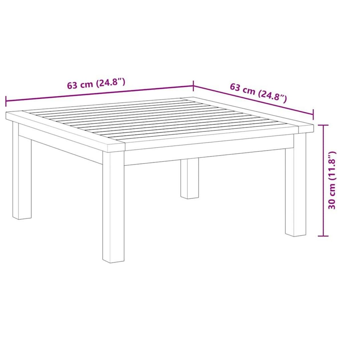 VIDAXL Table de salon de jardin 63x63x30 cm Bois solide d'acacia