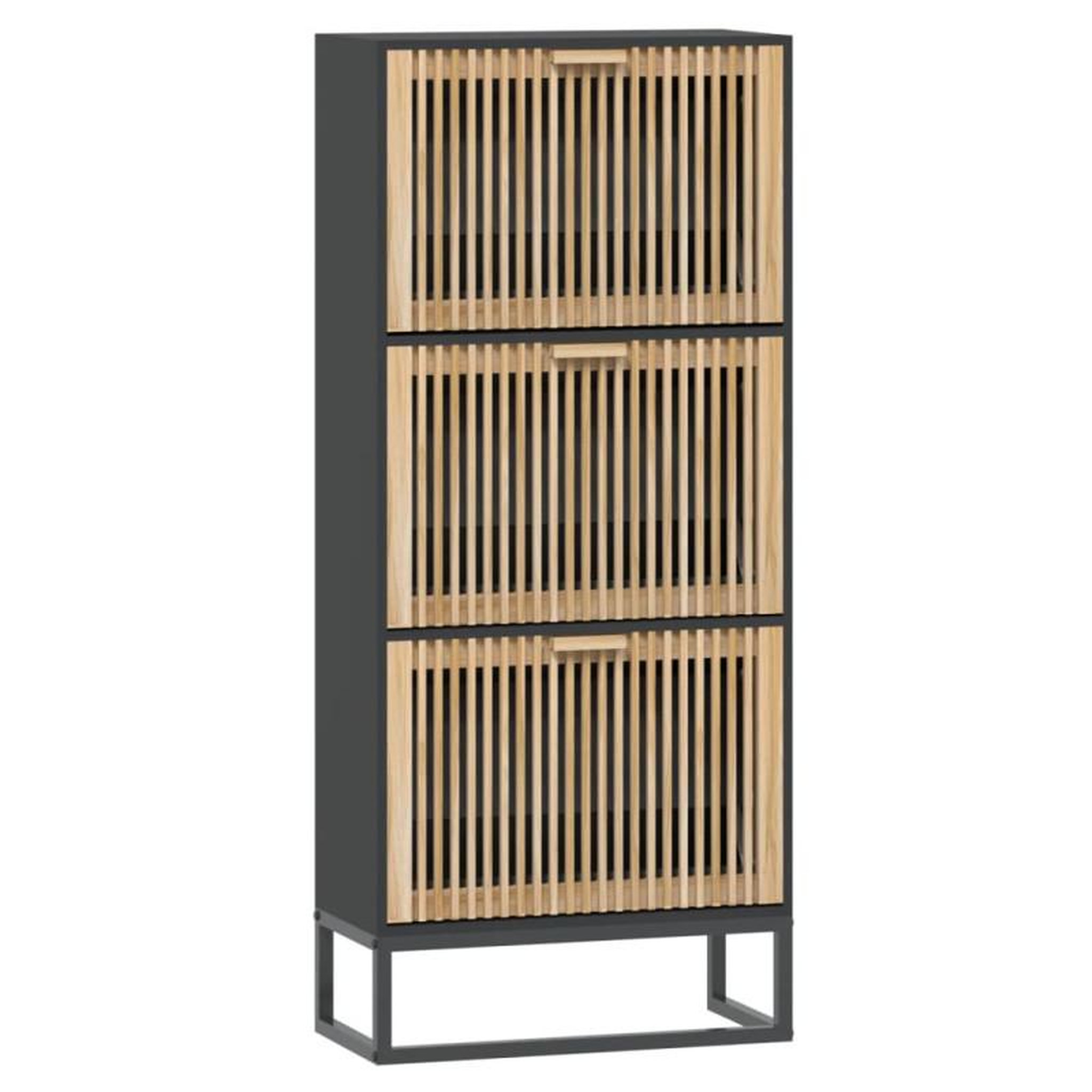 Voir la diapositive 2 : VIDAXL Armoire à chaussures noir 52x25x120 cm bois d ingénierie
