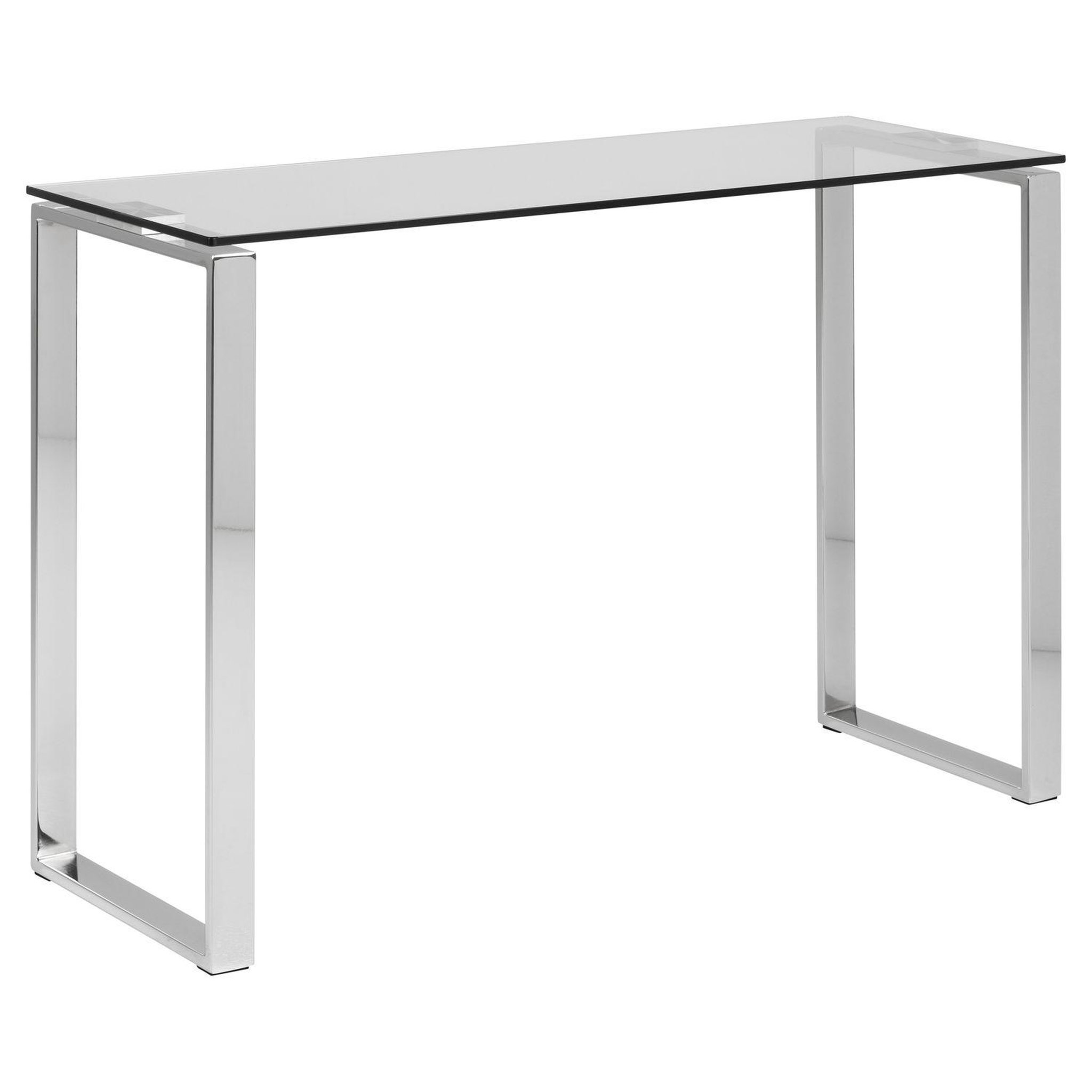 TOILINUX Console plateau verre et pieds chromés apolline - argent