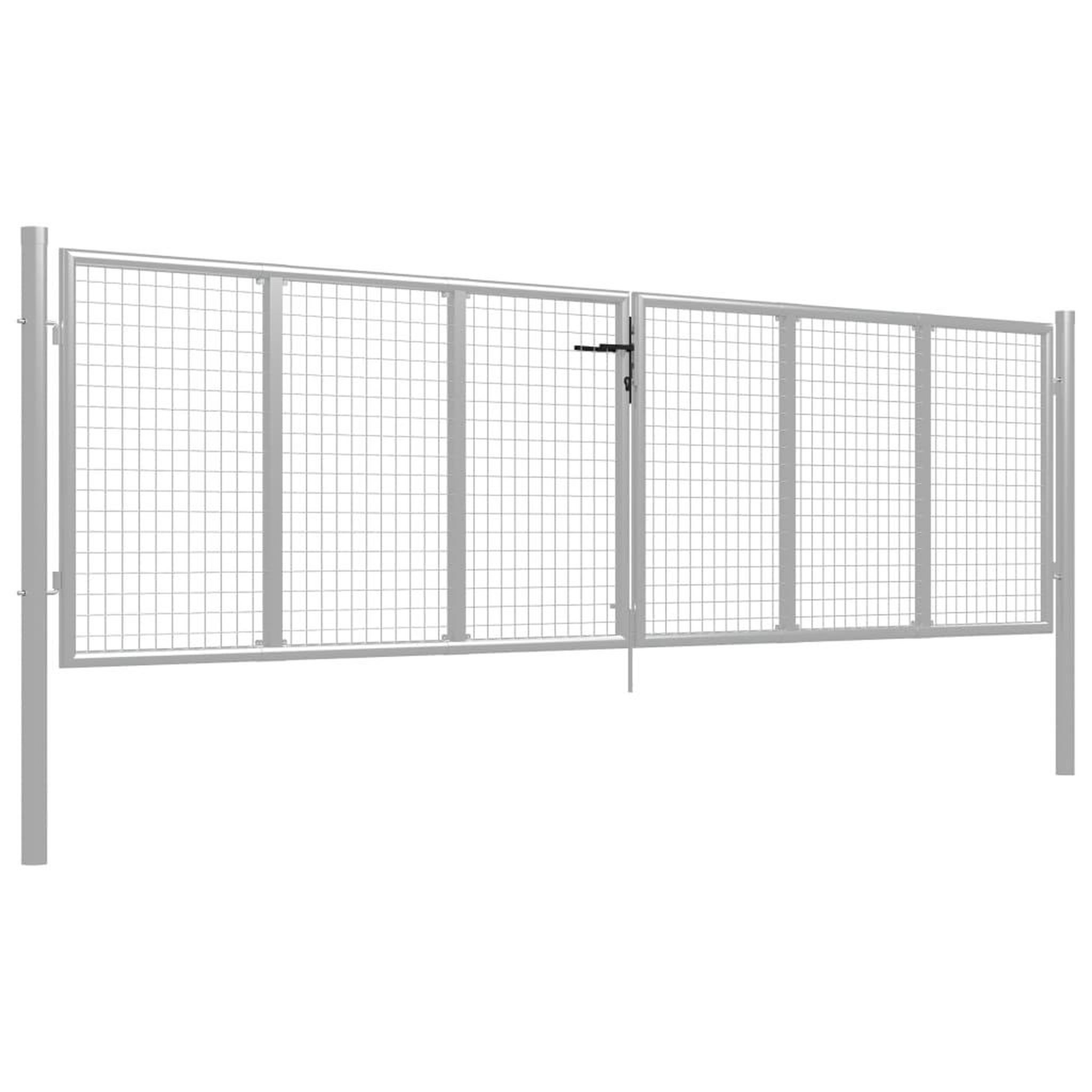 Voir la diapositive 2 : VIDAXL Porte de jardin Acier galvanise 415x150 cm Argente