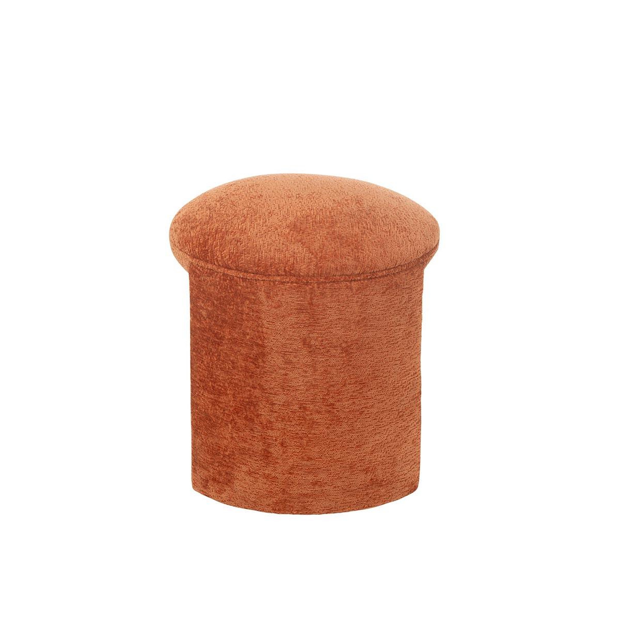 Voir la diapositive 3 : J-LINE Pouf rond design  anise  44cm orange rouille